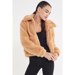 Cropped teddy jacket urban outfitters